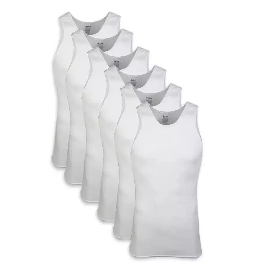 Gildan Men’s Crew Neck T-Shirts, 6 Pack, White Tees, 100% Cotton