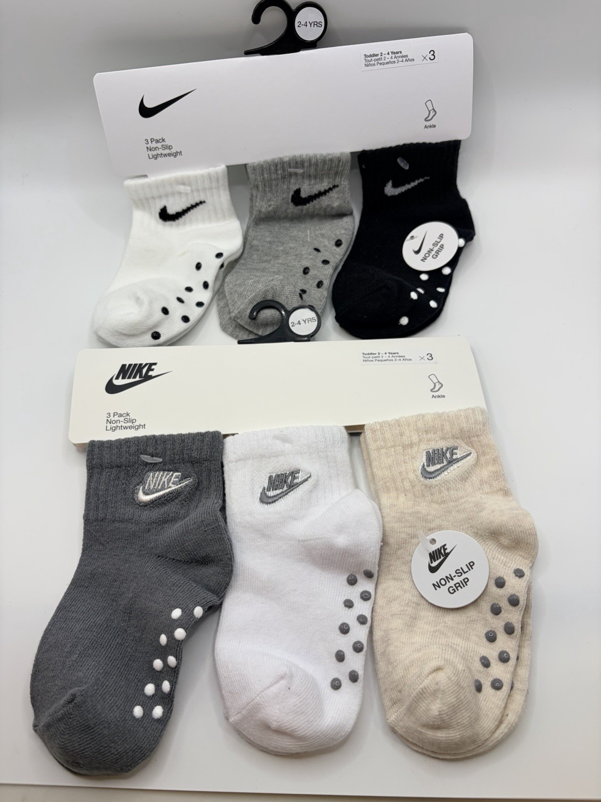 Nike Non-Slip Logo Ankle Socks 3-Pack – Unisex Toddler Size 2-4 Years 6 pairs