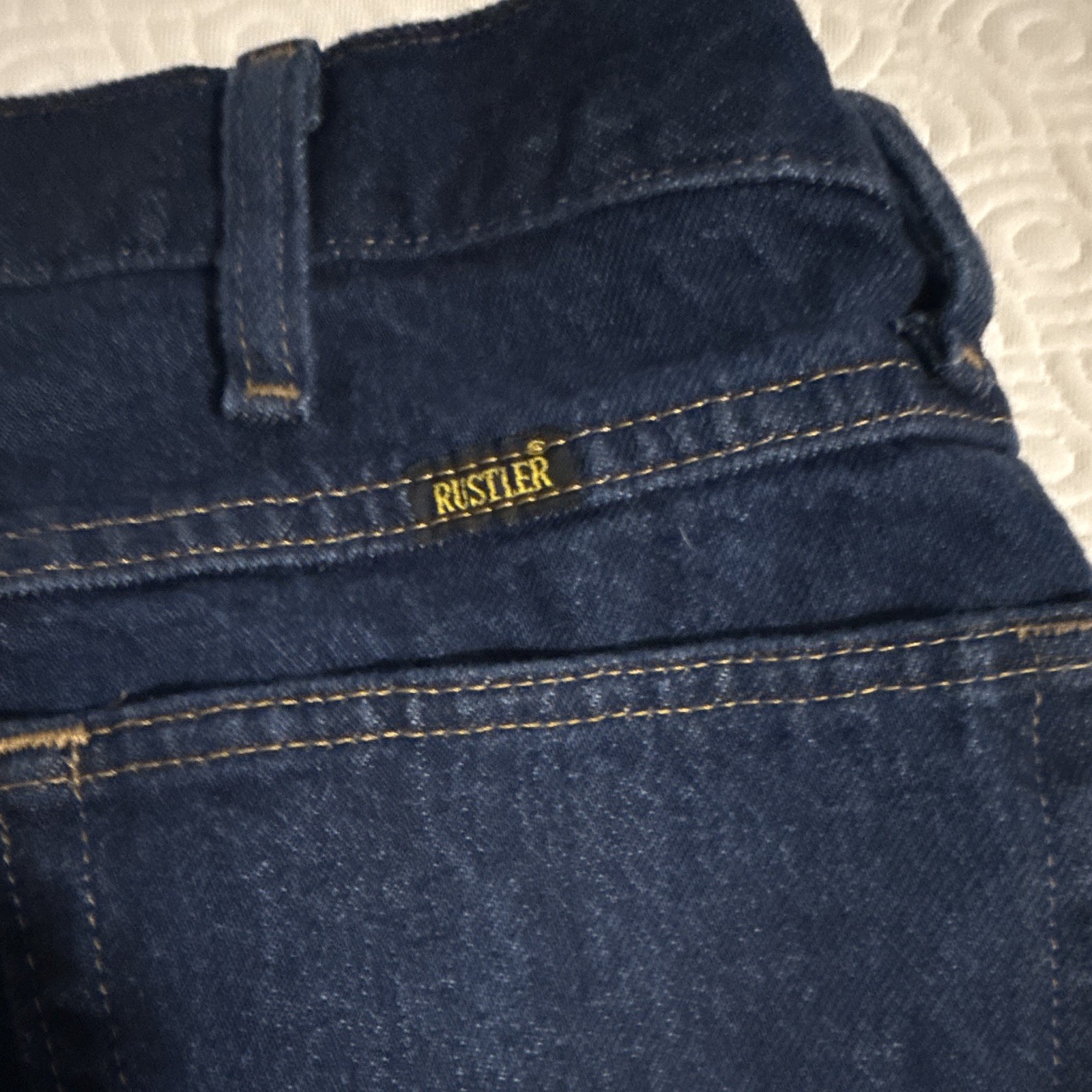 Rustler Classic Men’s Dark Wash Blue Denim Jeans Straight Regular Fit Zip
