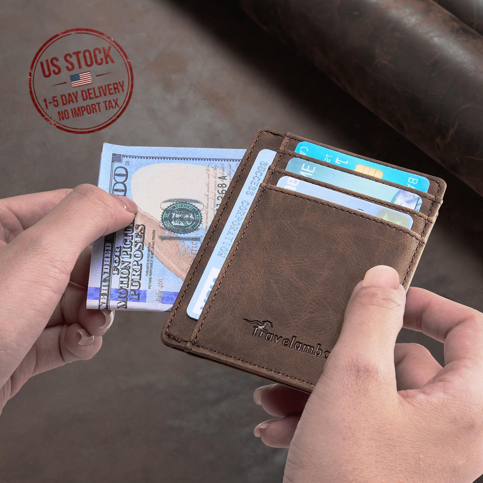 Slim RFID Leather Wallet for Men, Minimalist Front Pocket – Father’s Day Gift