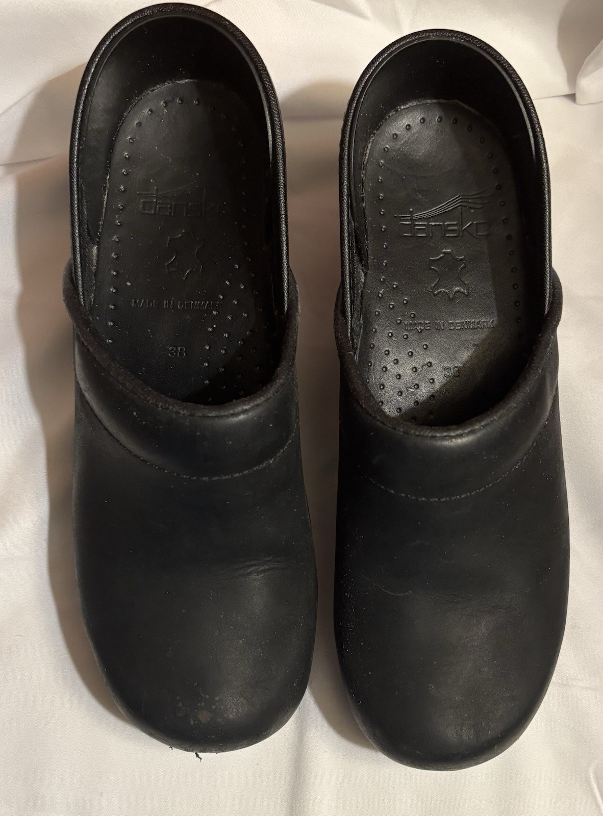 Dansko Black Leather Nubuck Professional Clogs Shoes Womens EU 38 US 7.5-8