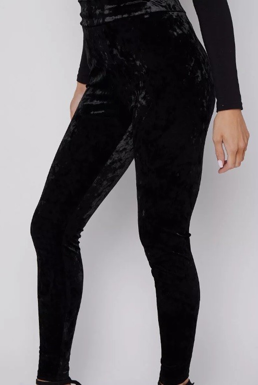 Womens M&S Velvet Velour Crushed Leggings Elasticated Stretch Bottoms Trouser