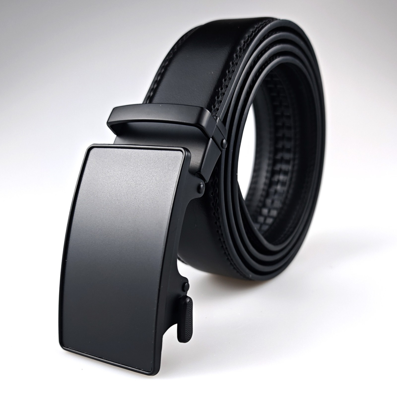 28″-50″ Men’s Leather Ratchet Dress Belts Automatic Buckle Click Sliding Belt
