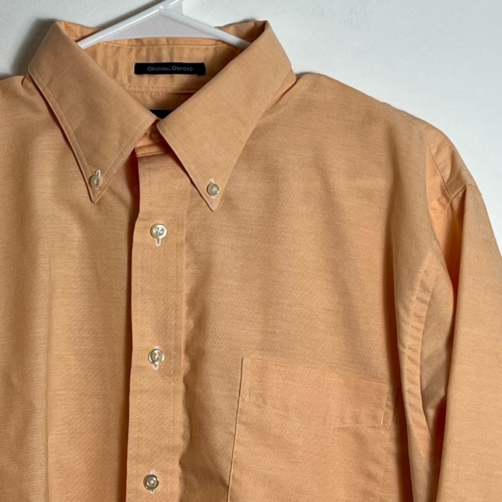 Lands End Original Oxford Shirt Size 16-35 Sherbet Cotton Poly Blend Button Up