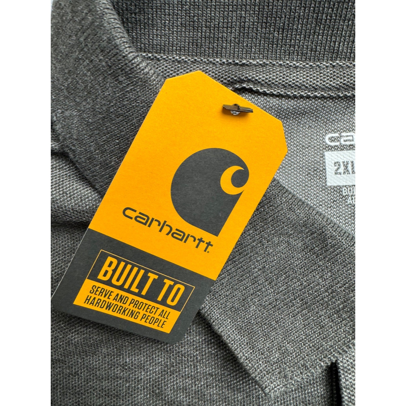 Carhartt Mens 2XL Loose Fit Midweight Short Sleeve Pocket Polo Gray M Irregular