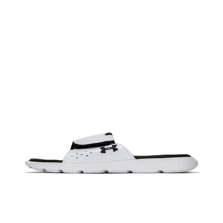 Under Armour Women Ignite Pro Slide Sandals White Black Memory Foam Slippers UA