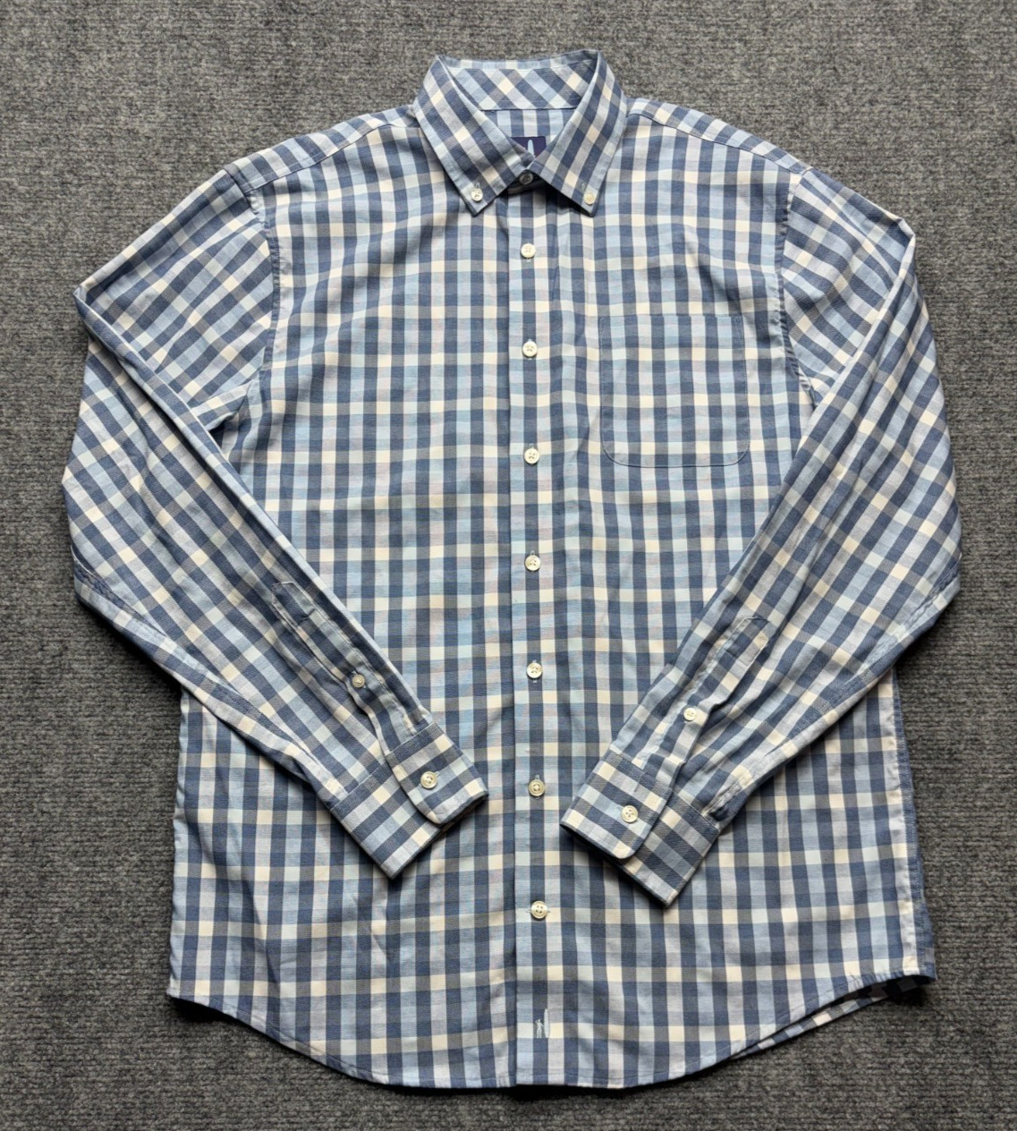 johnnie-O Prep-Formance Blue White Gingham Check Long Sleeve Button Down Shirt M