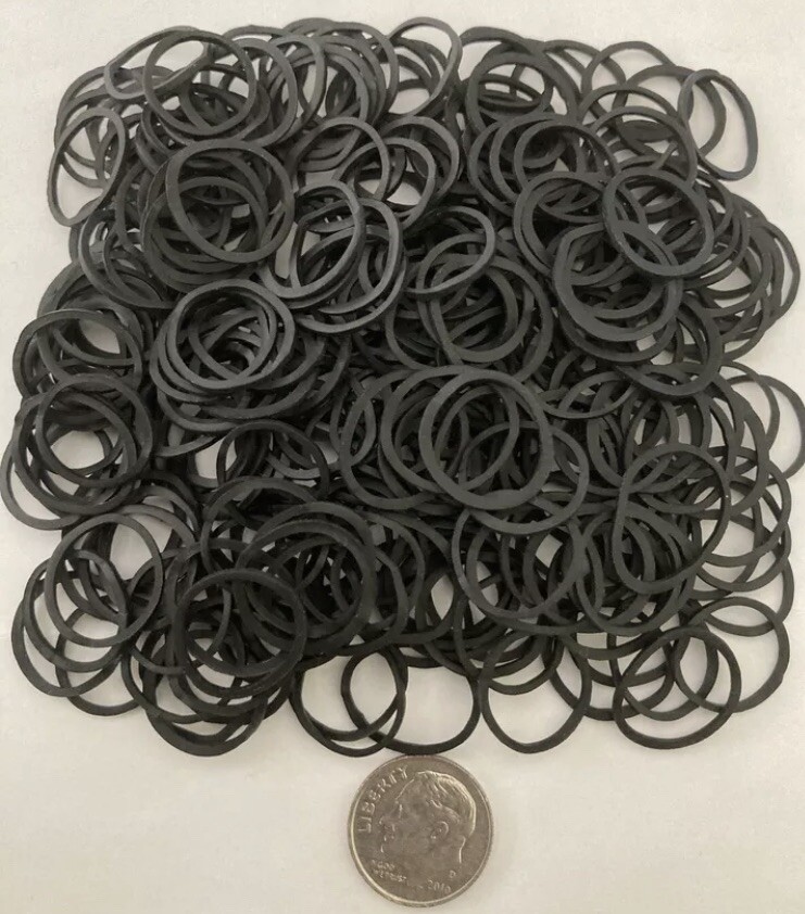 1 Pack of 250 PCS SMALL BLACK RUBBER BANDS