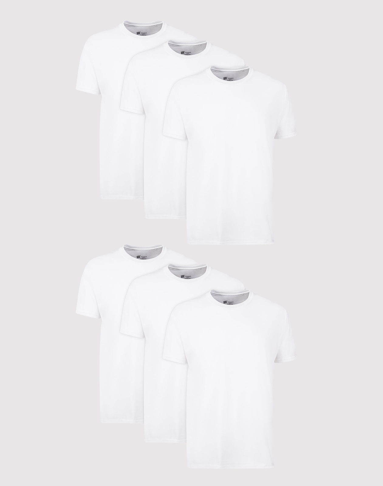 Hanes Men’s White Crewneck T-Shirt 6-Pack Undershirt Tee TAGLESS FreshIQ Comfort