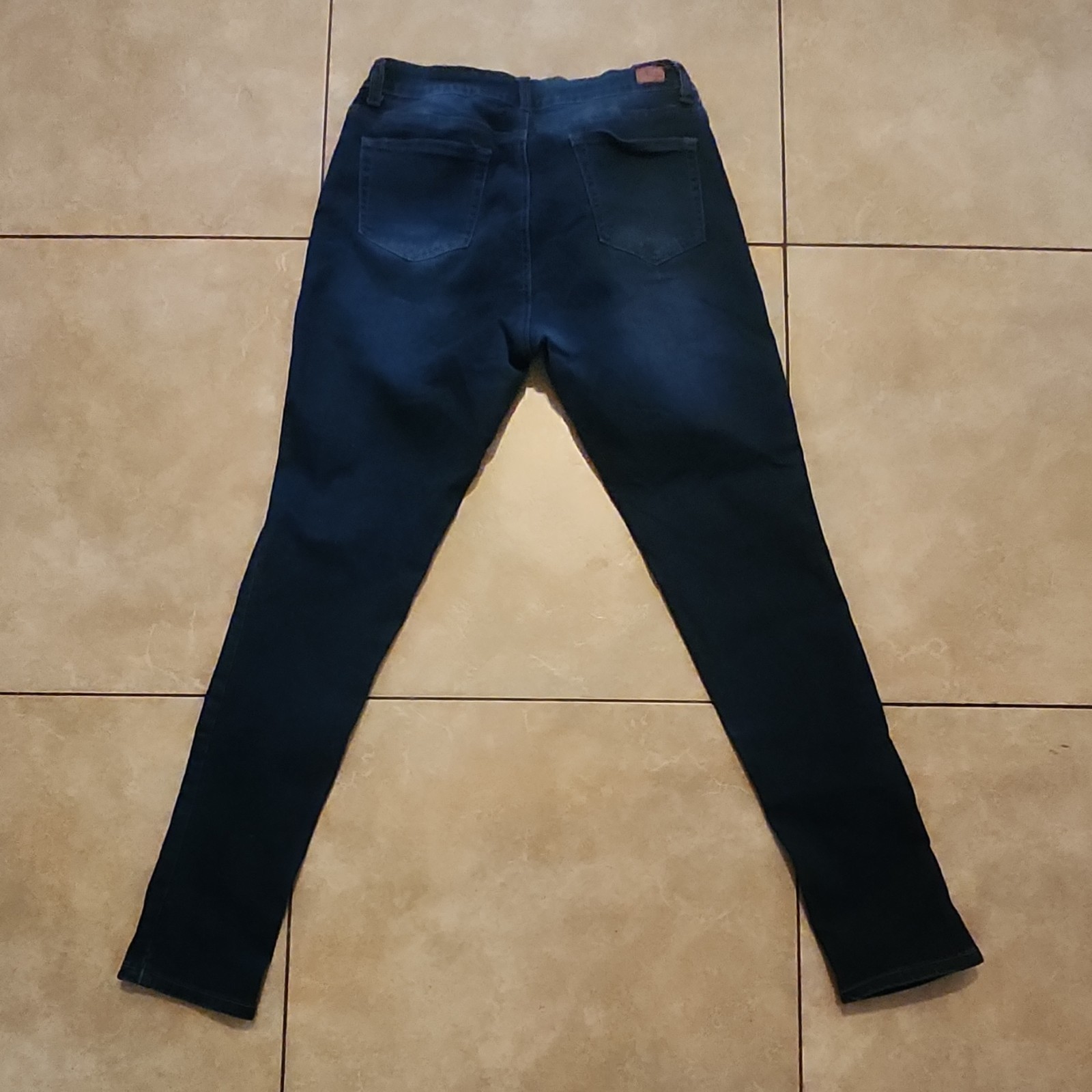 AQ Women’s Dark Wash Blue Skinny Jeans Mid Rise Stretch Distressed 5-Pocket