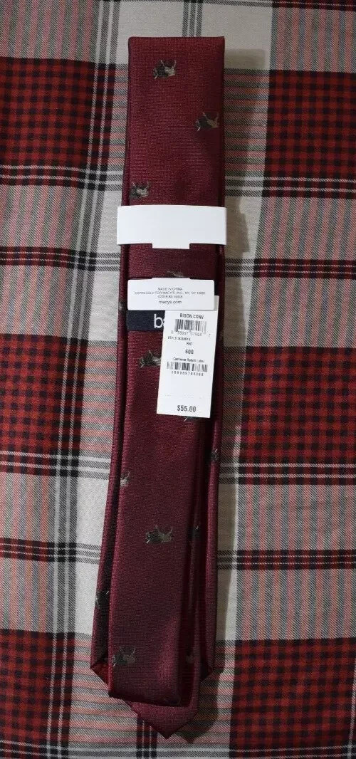 Bar III Men’s Bison Conversational Slim Tie One Size Red