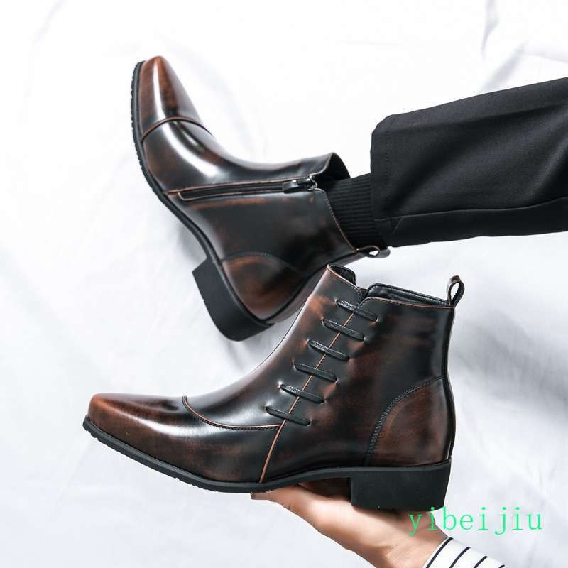 Men’s Chukka Side Lace Ankle Boots Leather Business Banquet Dress Shoes Vintage