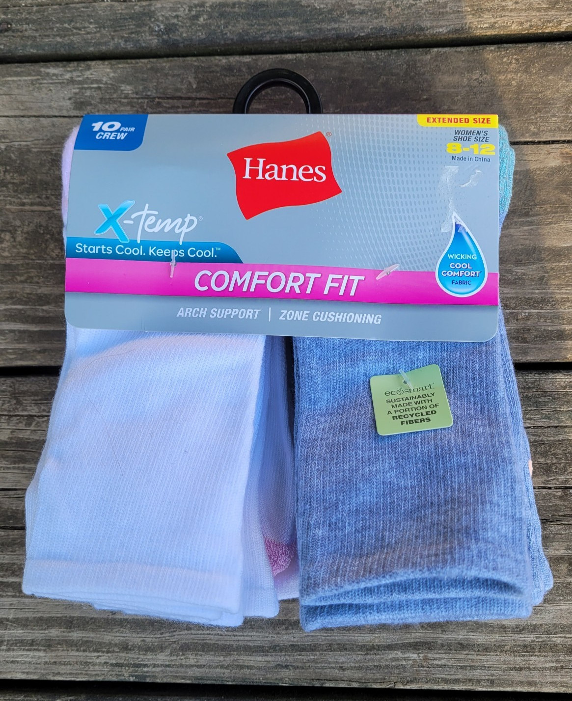 Hanes X-Temp Women’s Crew Socks 10 Pairs 3-12 Moisture Wicking Cushioned