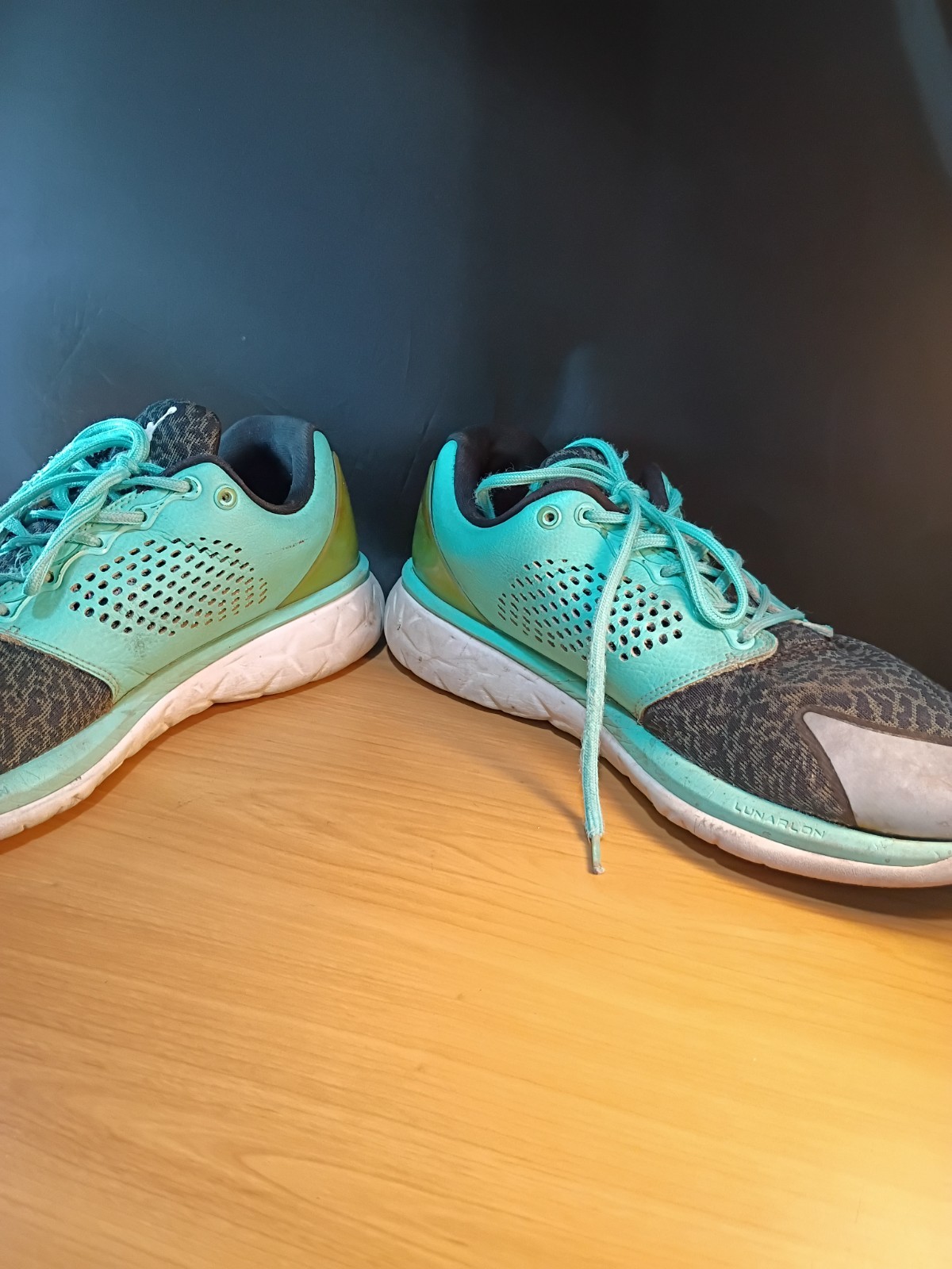 Nike Air Jordan Lunarlon Turquoise Black Trainers 820253-303 Mens Size 12