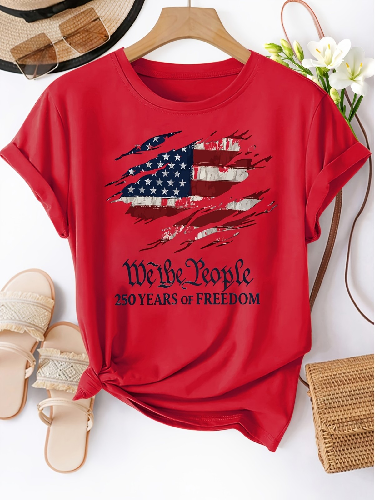 Women “We The People 250 Years of Freedom 250th”Anniversary USA T-shirt Tops ❀