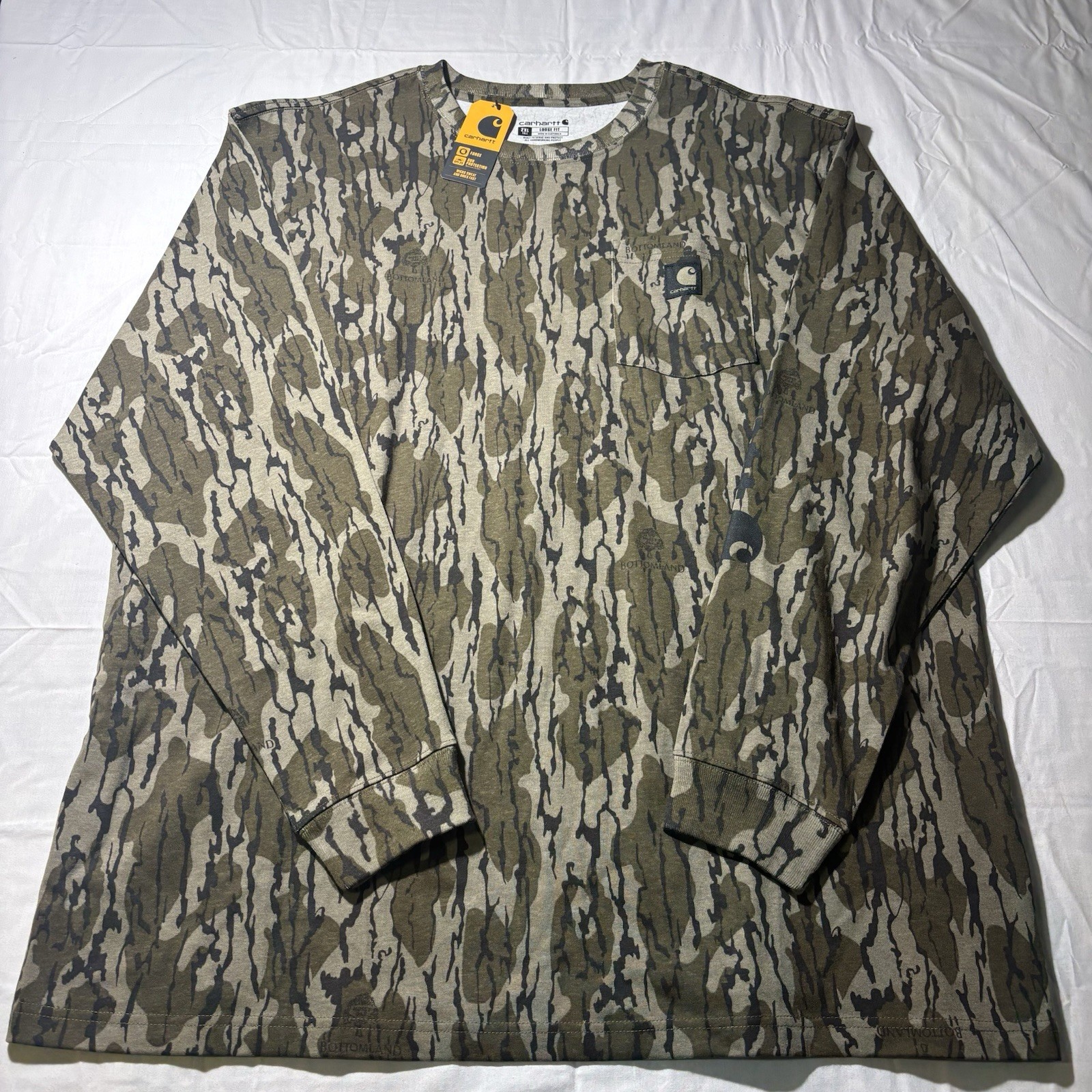 Carhartt 2XL Tall Fit Heavyweight Long Sleeve Bottom Land Hunting Camo Shirt NWT