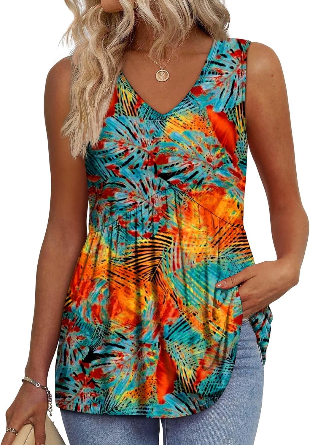 Womens Flowy Babydoll Tank Top Sleeveless V Neck Peplum Summer Casual Blouse