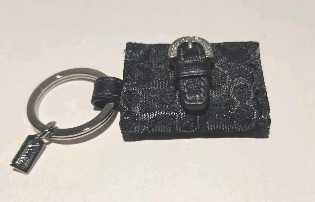Coach Mini Picture Frame Keychain Bag Charm RARE VINTAGE Black On Black Silver