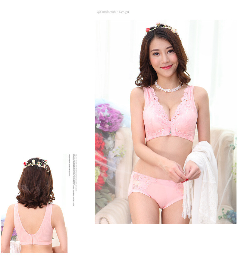 Womens Bra Sexy Floral Cup Comfy Deep V Push Up Bra Wireless Lingerie Healthy BC