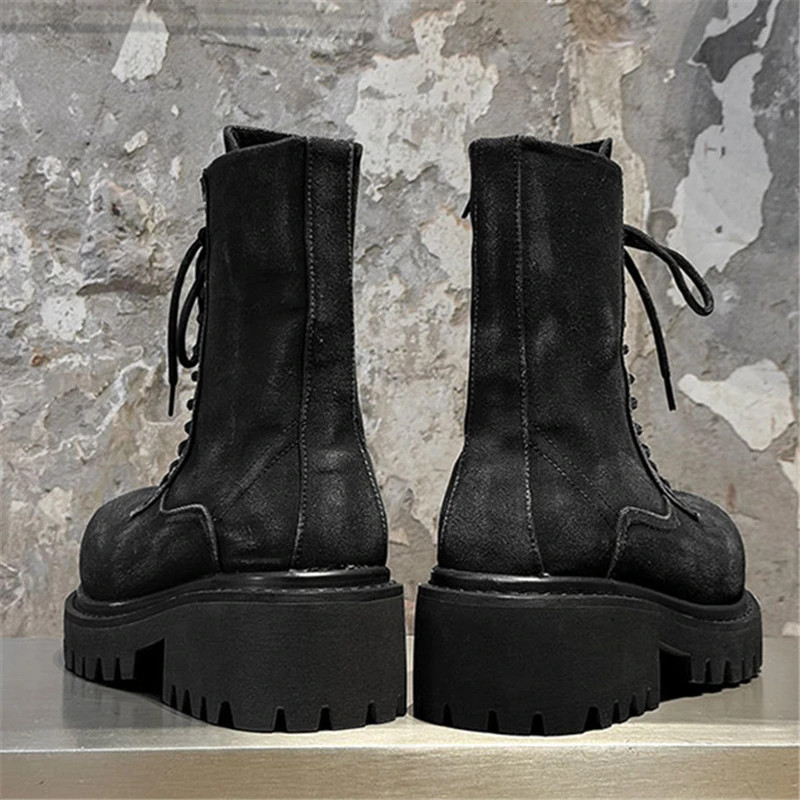 Luxury Designer Thick Sole Shoes Platform Chunky Heels Men Boots Zipper Punk