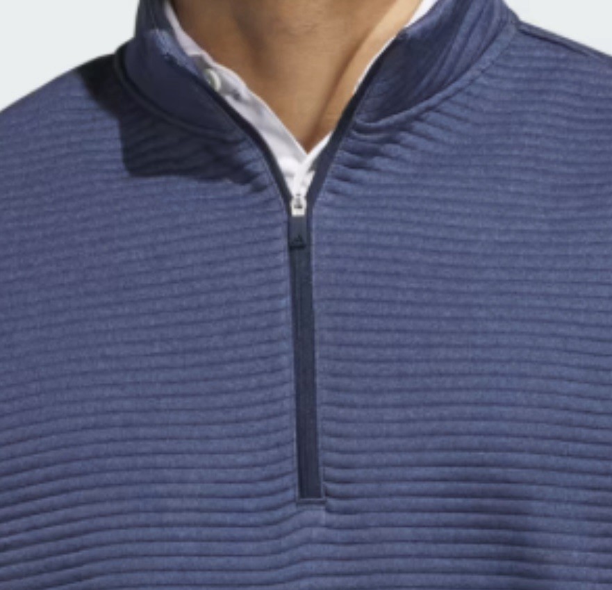ADIDAS ULTIMATE365 DWR TEXTURED QUARTER-ZIP PULLOVER SWEATER Medium Blue Col NWT