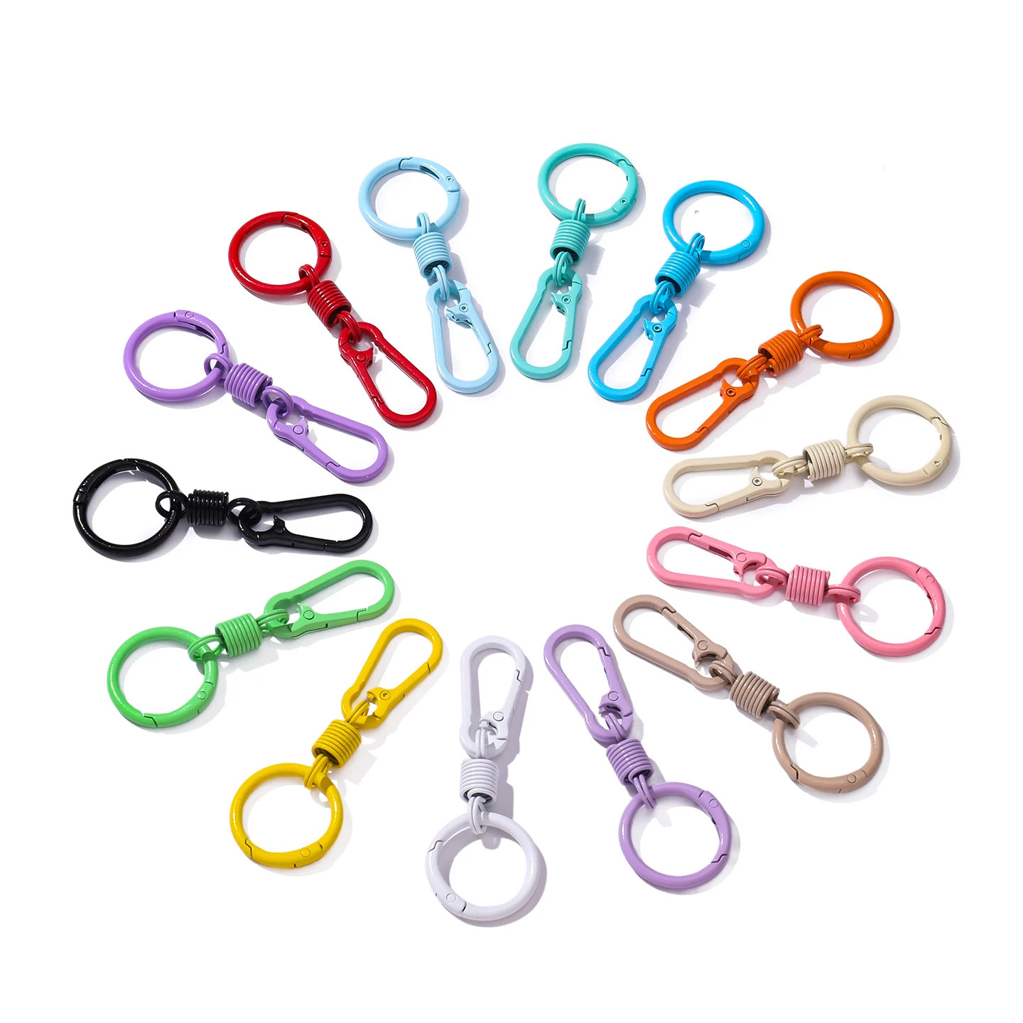 1Pc Colorful Spring Keychain Cute Key Ring Holder Carabiner Buckle for DIY Jewel