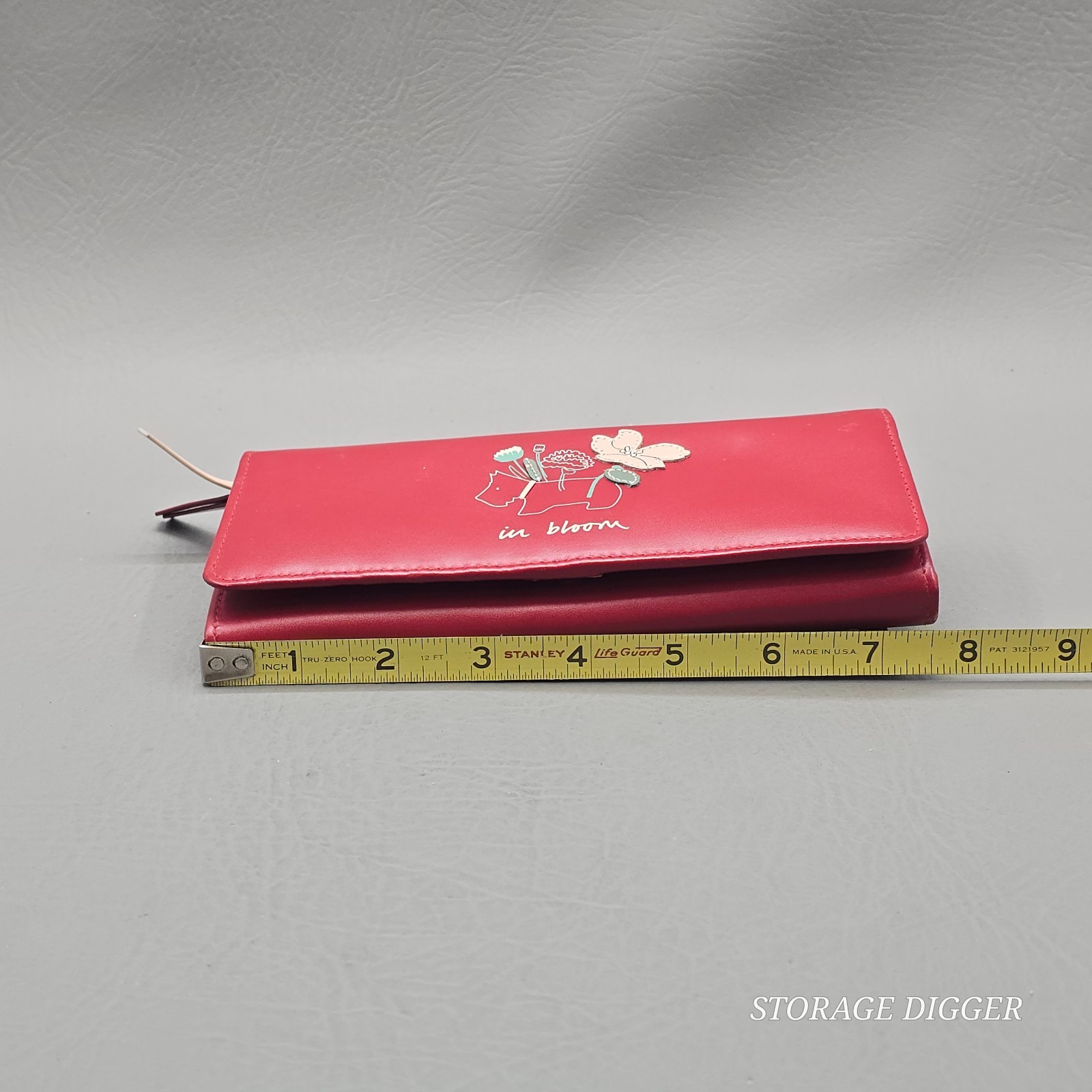 Radley London In Bloom Bi Fold Wallet Women’s Red Leather Floral Dog Appliqué