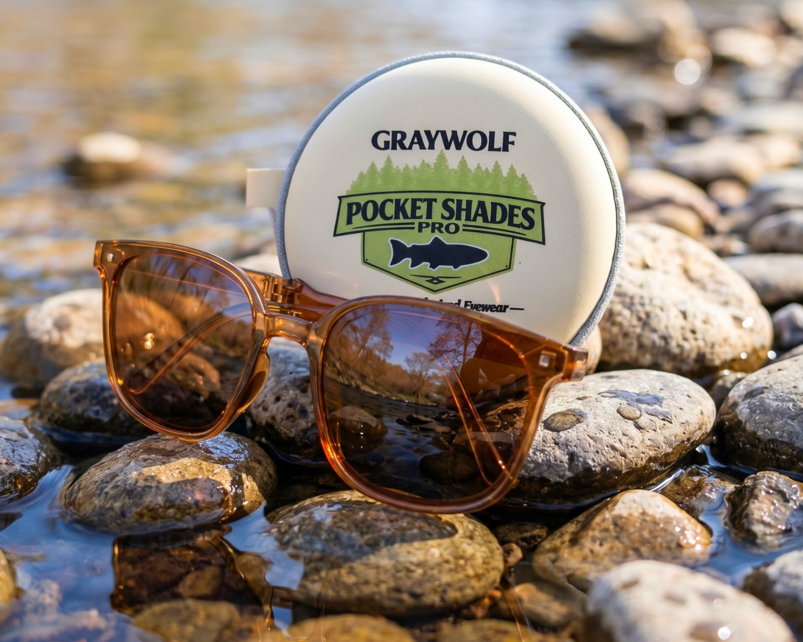 Graywolf Pocket Pro Folding Sunglasses Bronze Frame Amber Lens Polarized UV400