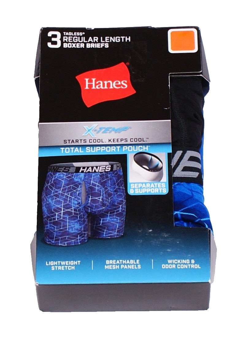 Hanes Men’s M 32-34 X-Temp Tagless 6″ Boxer Brief Underwear 3 in Package