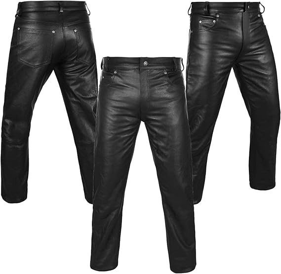 ARD CHAMPS™ Men’s Genuine Cowhide Leather Pants – Thick Black Biker Jeans Style
