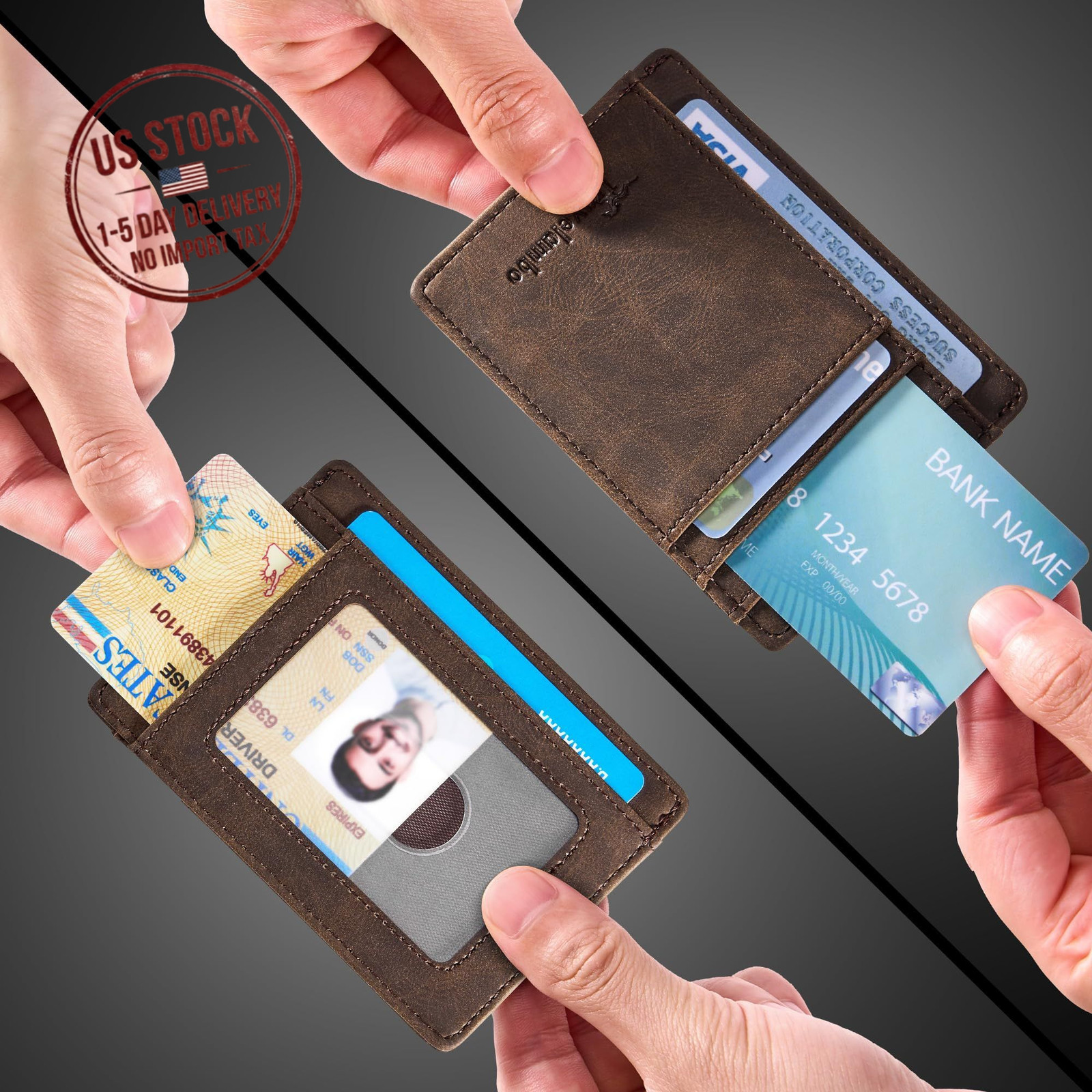 Slim RFID Leather Wallet for Men, Minimalist Front Pocket – Father’s Day Gift