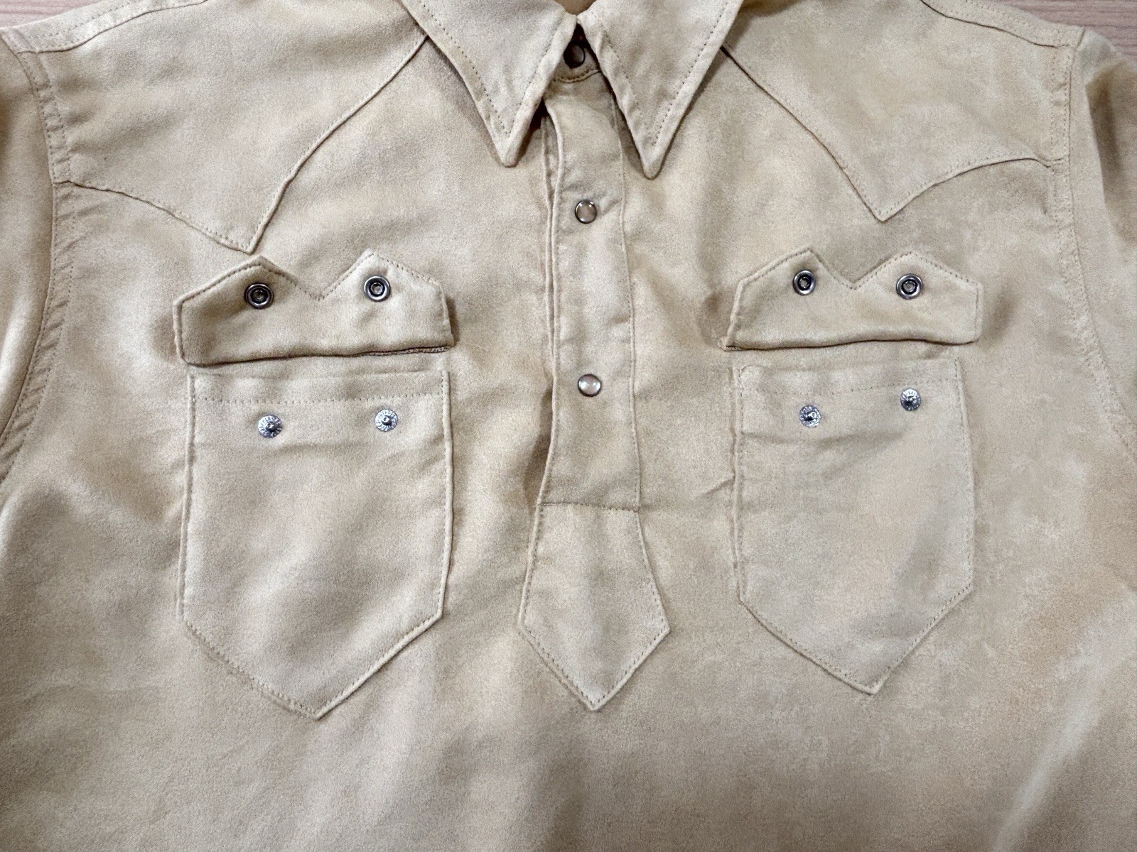 Duke Kahanamoku Faux Suede Western Pullover Shirt Short Sleeve Scovill Mens L
