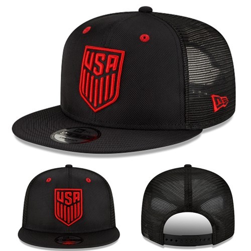 New Era U.S.A Soccer National Team Snapback Hat Black Trucker Mesh Back Cap