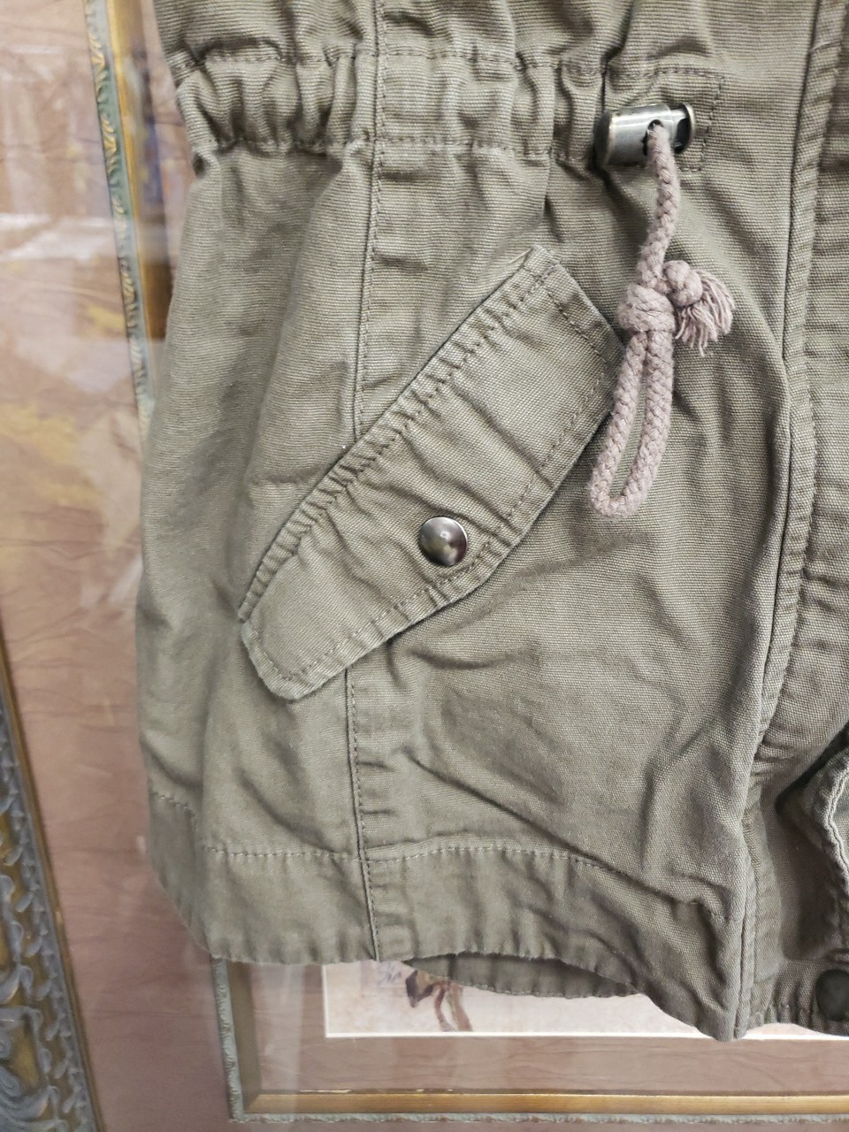Sebby Women’s S Cinder Utility Vest Full Zip Snap Cotton Drawstring Waist