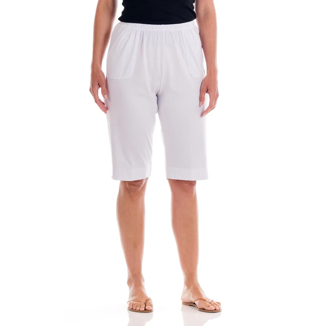 FRESH PRODUCE Large WHITE $62 MARCO JERSEY POCKETS Pedal Pushers NWT New L