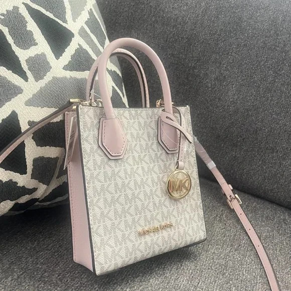 NWT Michael Kors Mercer Extra Small Shopper Crossbody Bag Powder Blush Multi