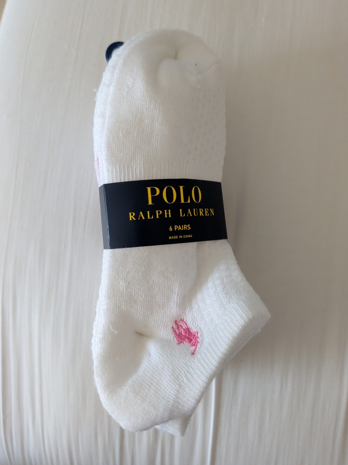 NEW 6 PAIRS PACK POLO RALPH LAUREN WOMEN NO SHOW SOCKS WHITE Pony Stripe 9-11