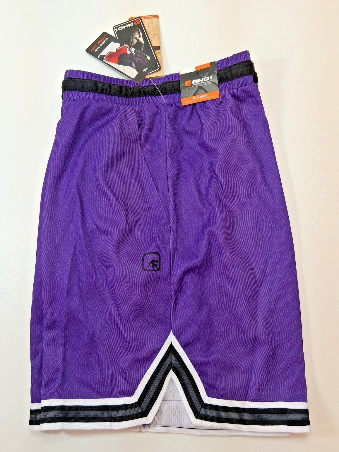 And1 Mens Basketball Gym Athletic Shorts 8″ Inseam S M L XL 2XL 3XL Purple White