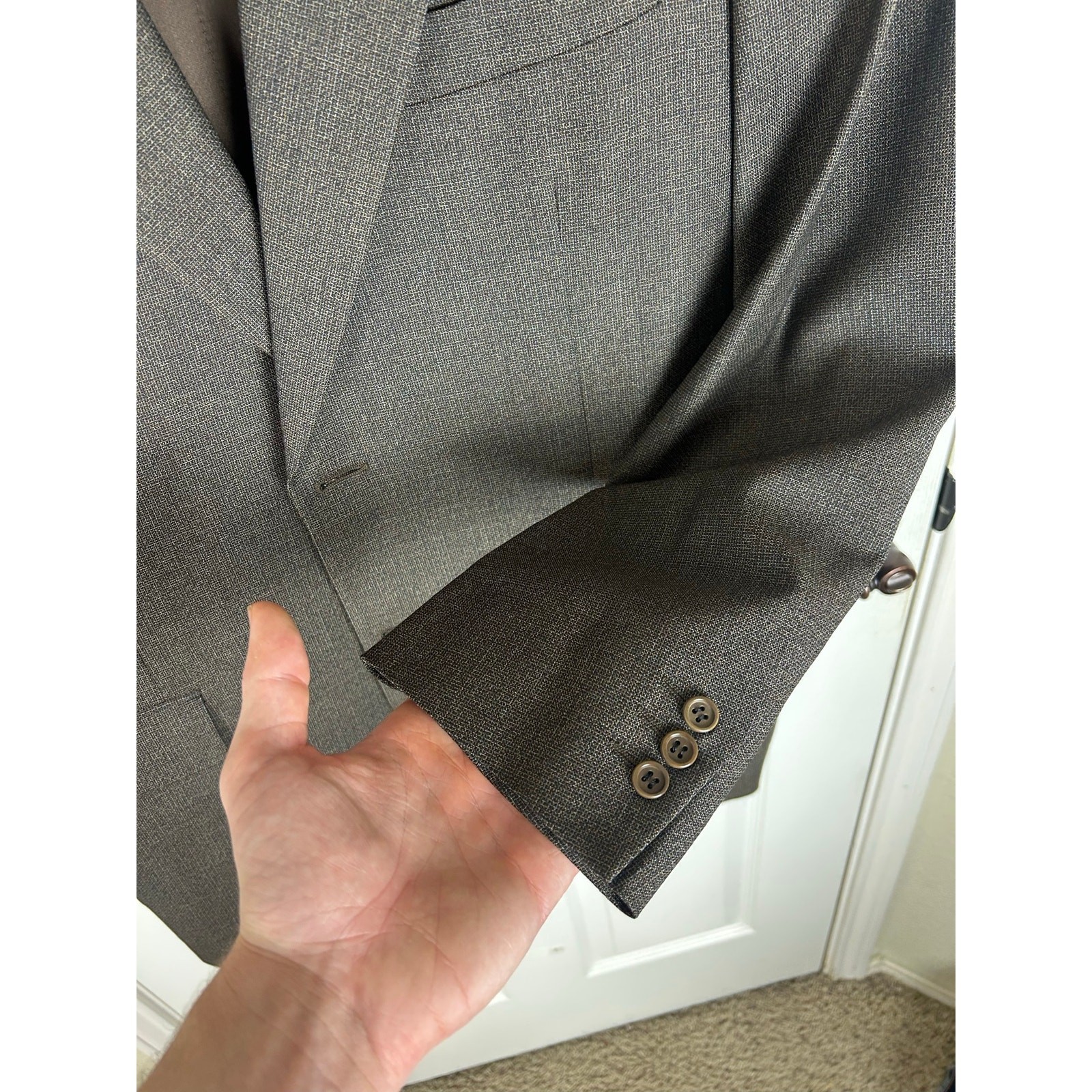 Canali Blazer — Charcoal/Brown Birdseye, Super 120s Wool