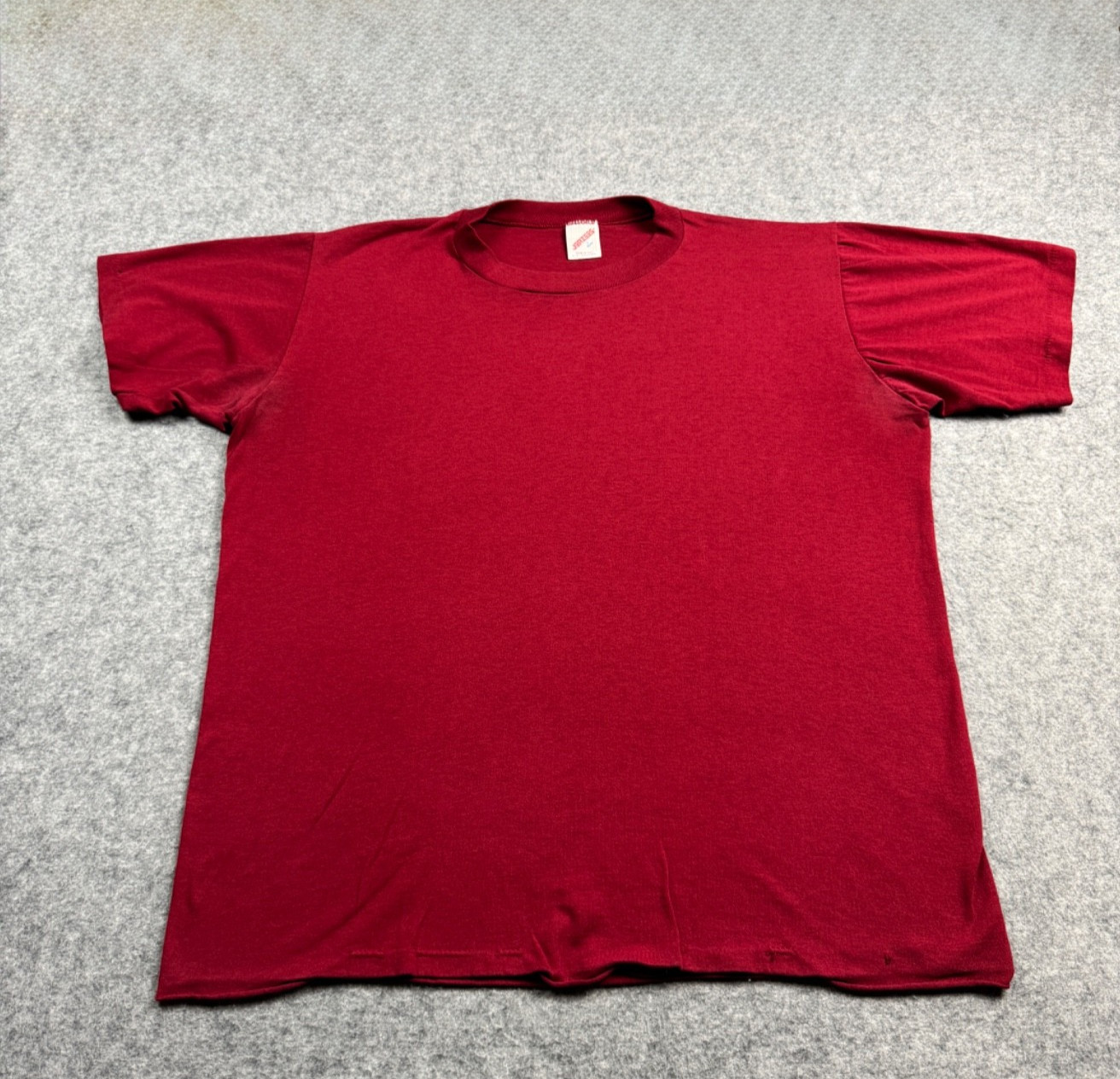 VTG Red Baggy Large Single Stitch Blank Grunge Jerzees Skater Distressed Shirt