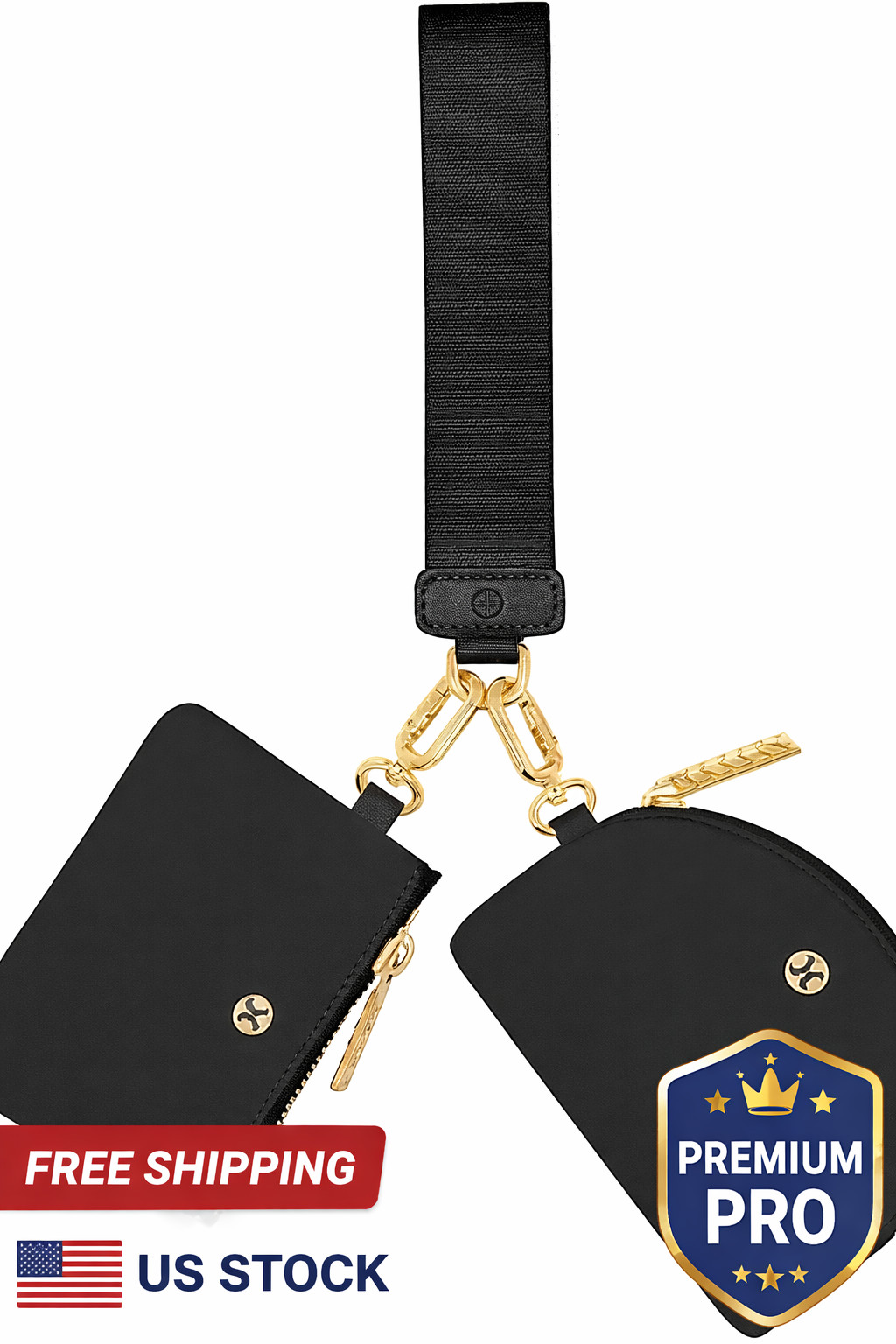 Lulemon Style Yoga Key Wallet Wristlet Dual Pouch Buckle Bag with Wrist Pro