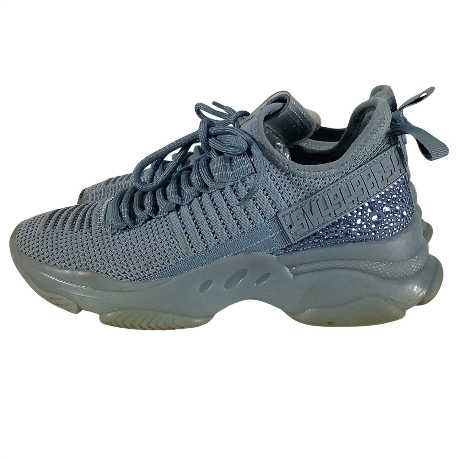 Steve Madden Maxima Rhinestone Knit Chunky Sneakers Blue SM49498654 Womens