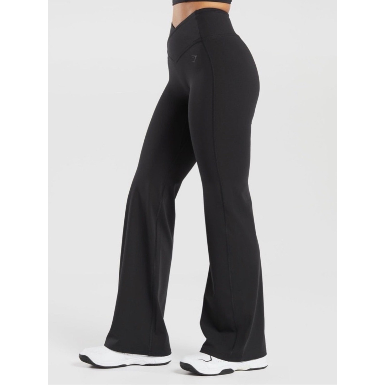 Gymshark black crossover high waisted flared leggings size small
