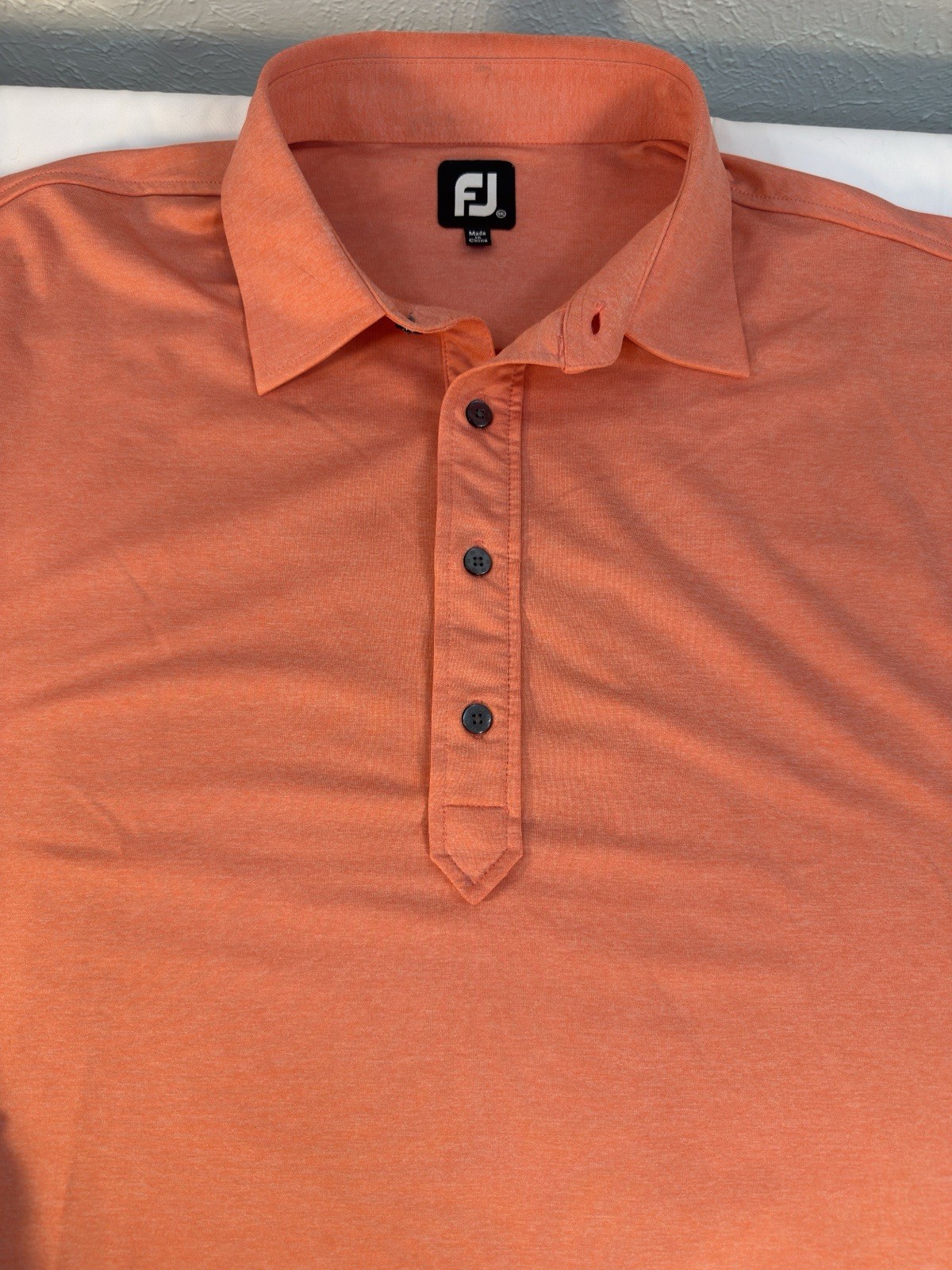 FootJoy Polo Shirt Mens 2XL Orange Polo Golf Performance Heathered Knit Fabric
