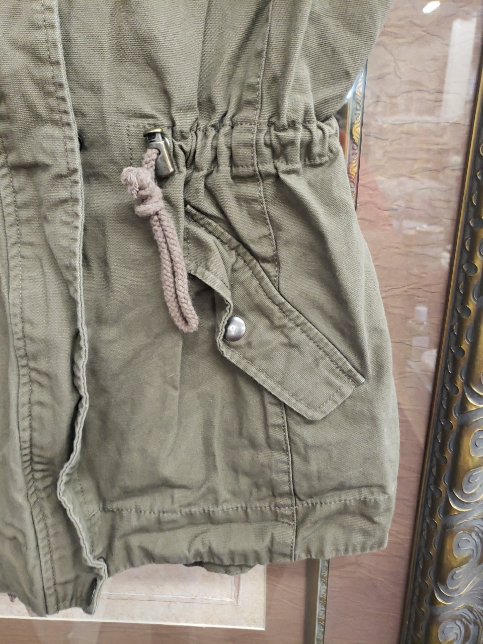 Sebby Women’s S Cinder Utility Vest Full Zip Snap Cotton Drawstring Waist