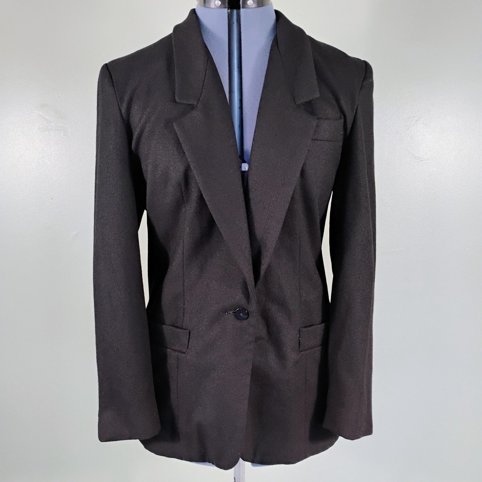 Vintage Stephen Douglas Wool Blazer Women’s Black Size 14 old money preppy chic