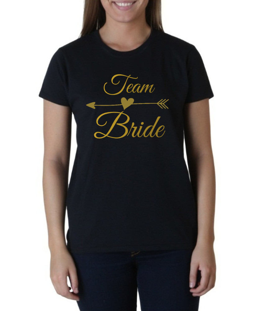 Gold Bride’s Team Shirt Bachelorette Party T-Shirt Wedding Marriage Funny Tee