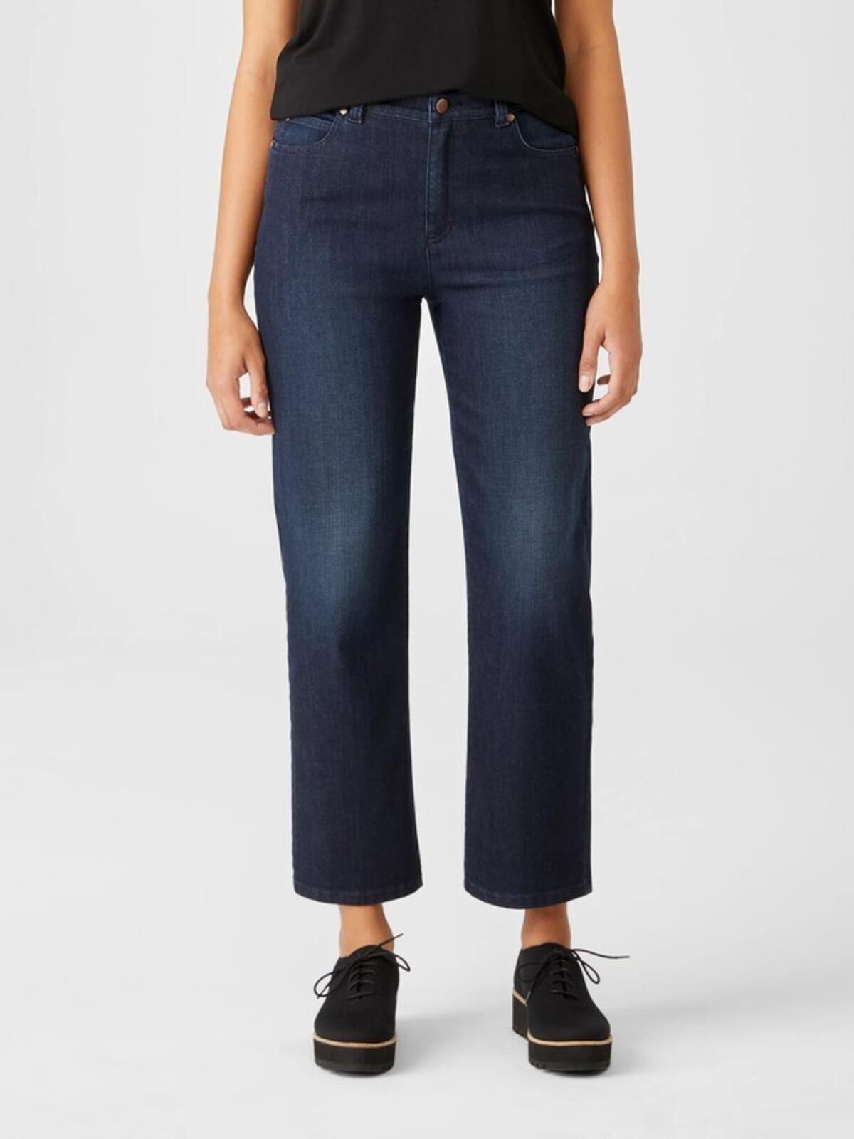 Eileen Fisher Organic Cotton Straight Ankle Jean Size 12 EUC Returns Accepted