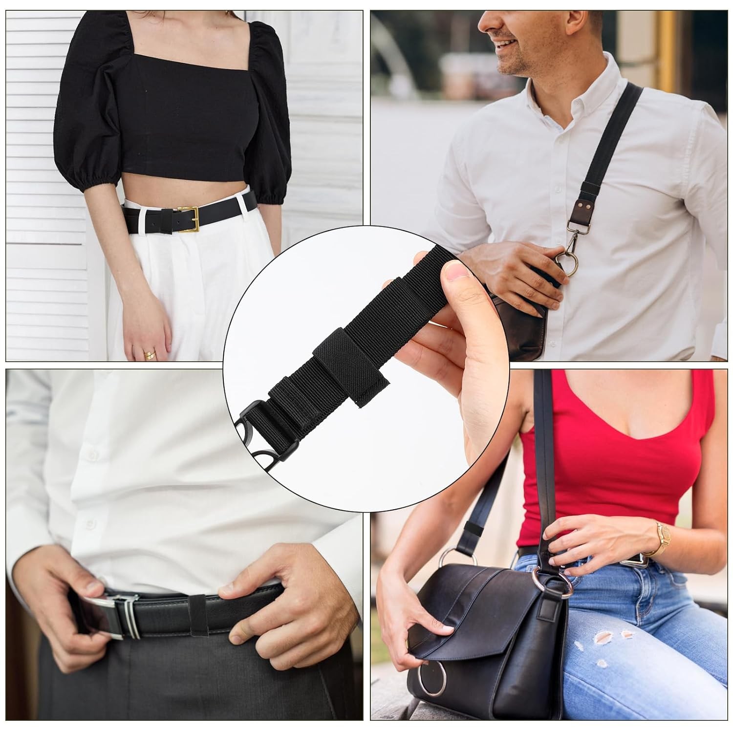 Bewudy 10 Pack Elastic Belt Keeper Strap, Nylon Canvas Web Belt Elastic Loop Kee