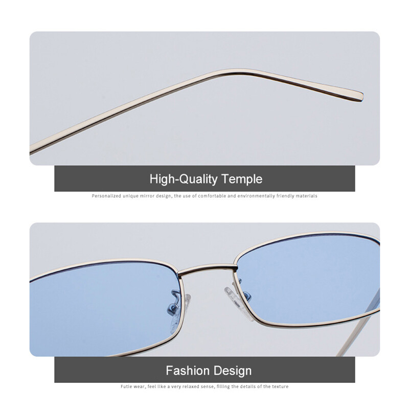Fashion Slender Square Sunglasses 90s Retro Stylish Small Metal Trendy Glasses